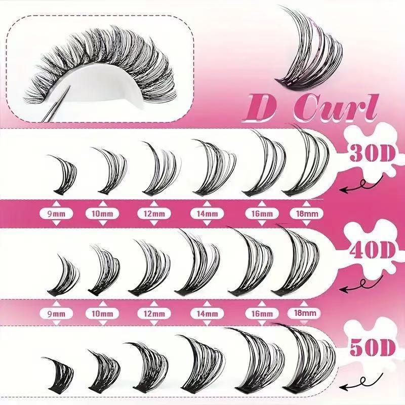 Eyelash Extension Volume - Профессиональный набор накладных ресниц D-изгиб, 30D-100D,