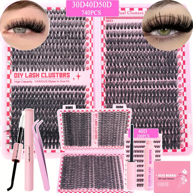 Lash Extension Tweezers - 740/200 шт. Набор для наращивания ресниц,